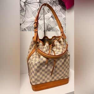 Authentic Vintage Louis Vuitton Damier Azur Noé Bucket Bag | Extras Included